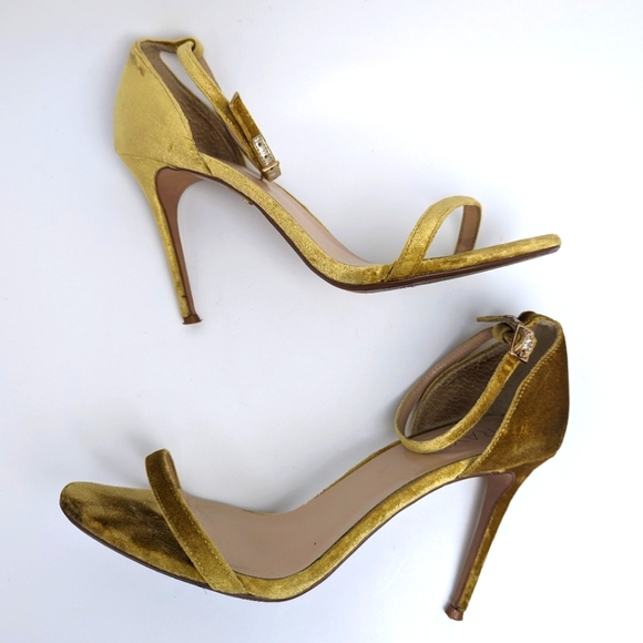 Revolve RAYE Heels Gold Velvet Blake Heels Size 9 - Picture 11 of 16